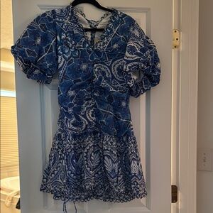 FARM Rio Blue and White Floral Dress